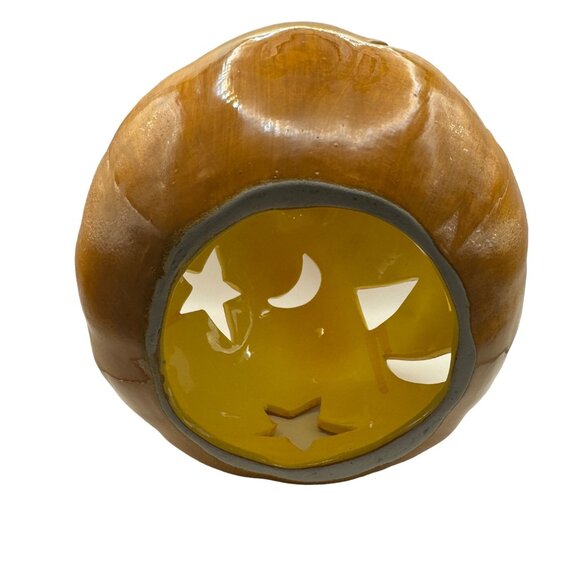 Ceramic Pumpkin Jack-O-Lantern Candle Holder Halloween Decor - Picture 4 of 5